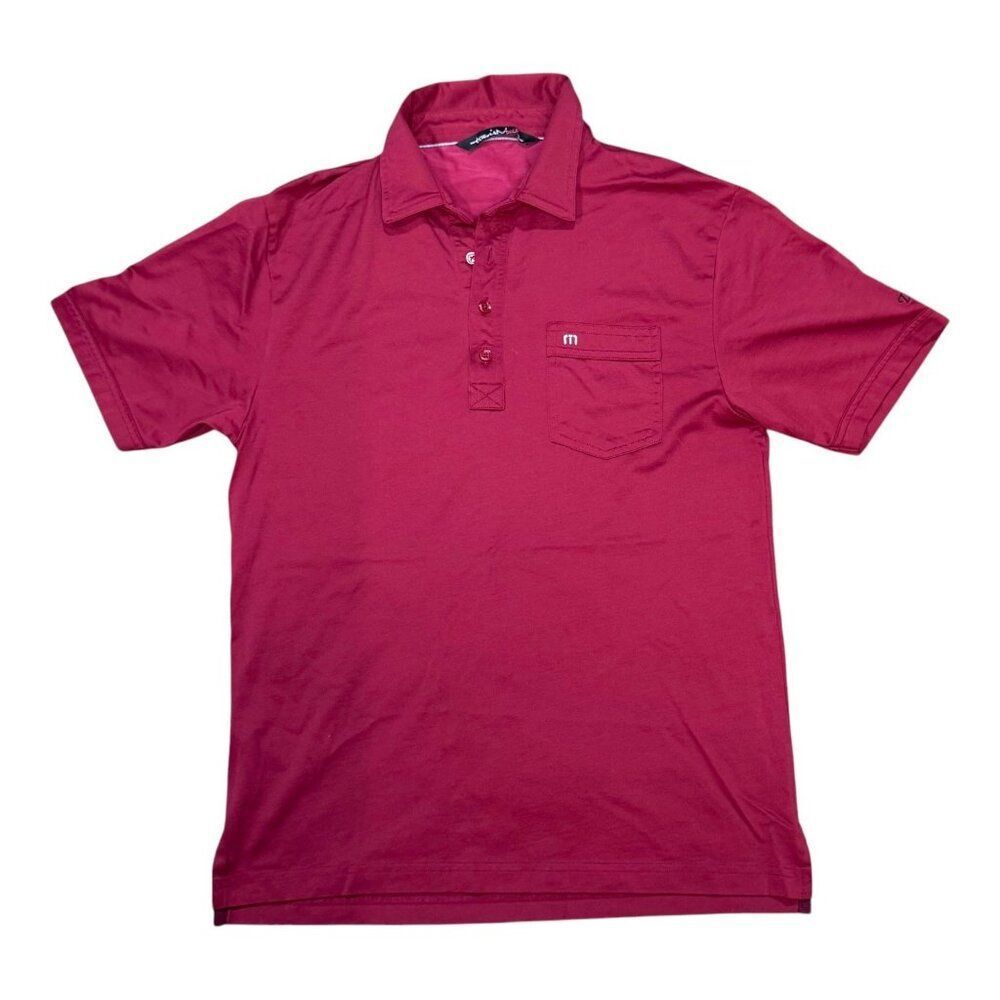 Travis Mathew Mens Red Golf Polo Shirt Size M Casual Sport Active Performance